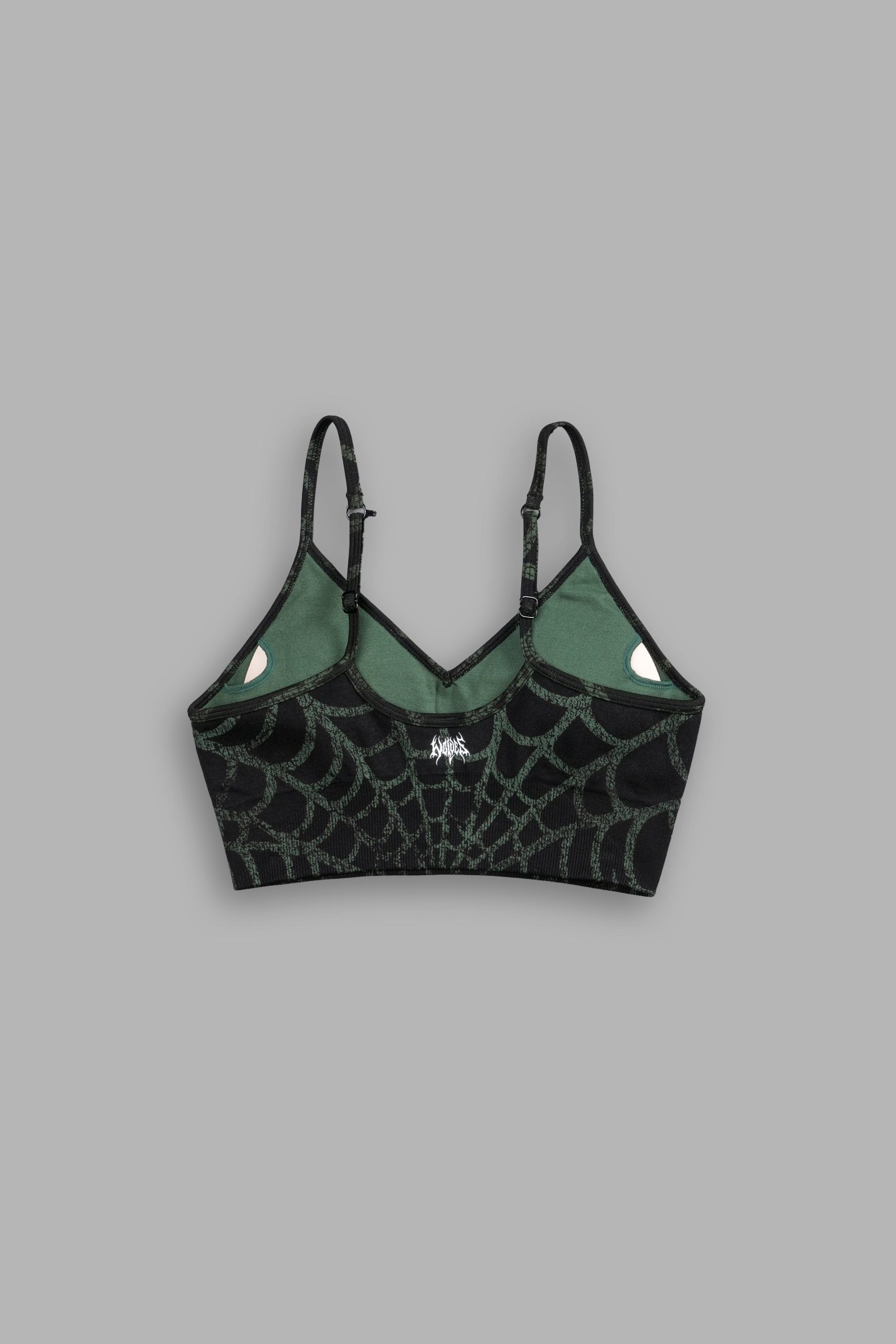 Hesh Everson Seamless Sports Bra in Black/Green Symbiote Web - Image 4