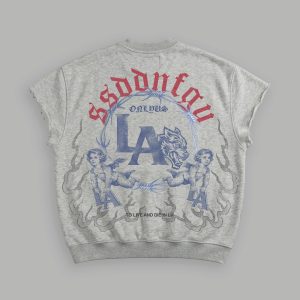 La Heritage Cap Sleeve London Crewneck in Light Athletic Gray