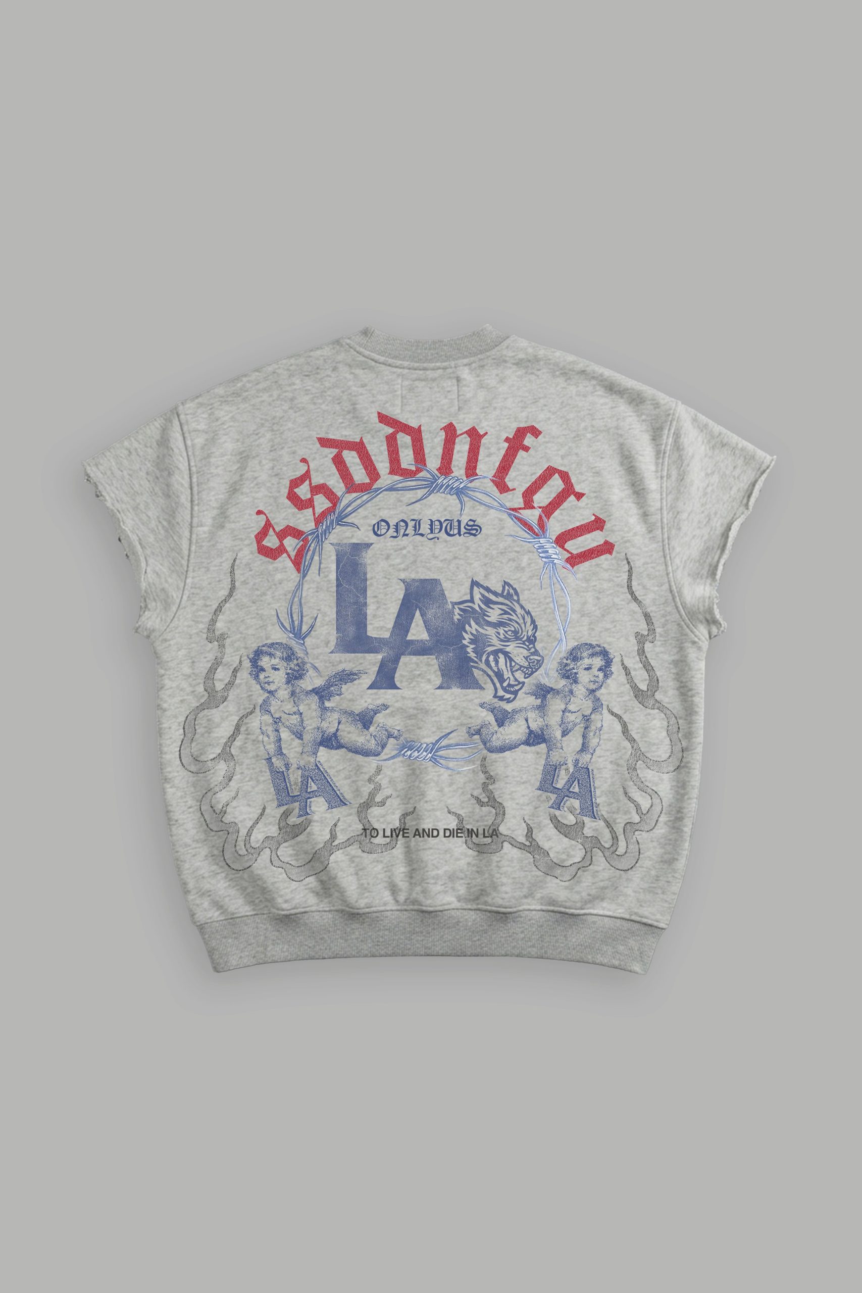 La Heritage Cap Sleeve London Crewneck in Light Athletic Gray