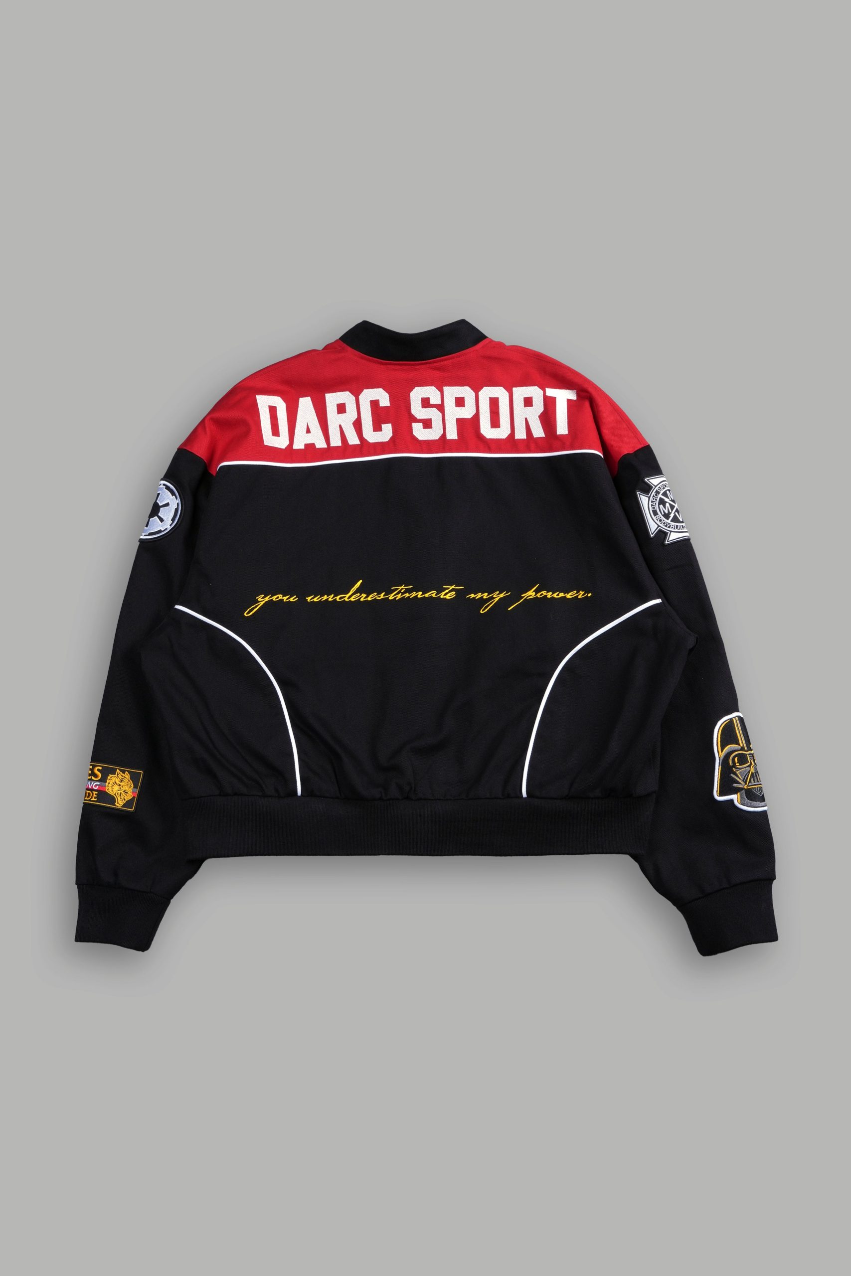 You Underestimate My Power Grit Road Racing Jacket in Black/Red - Image 3