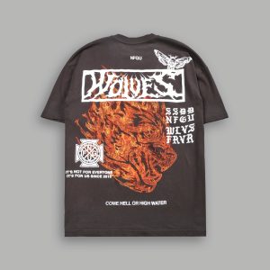 Come Hell Or High Water NFGU Premium Oversized Tee in Darc Brown Drift Wash