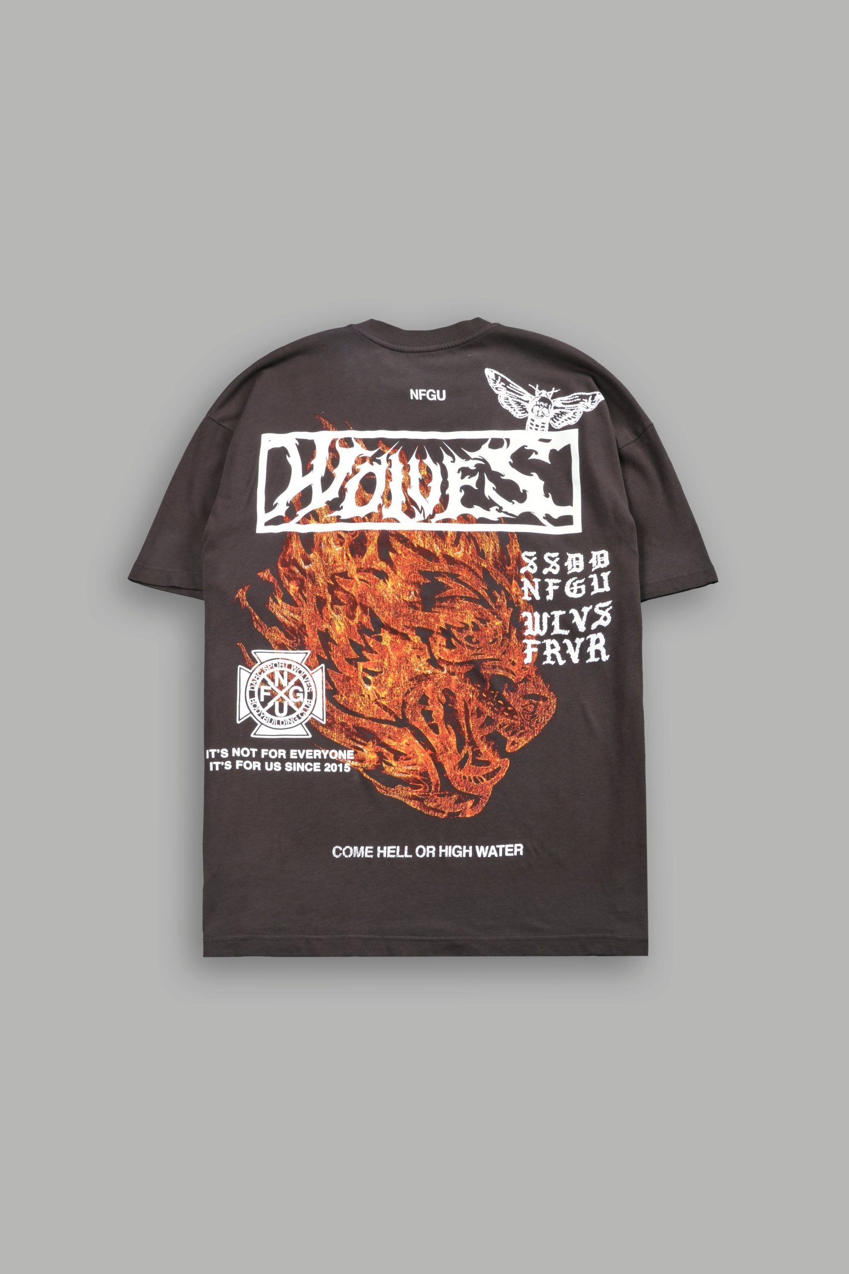 Come Hell Or High Water NFGU Premium Oversized Tee in Darc Brown Drift Wash