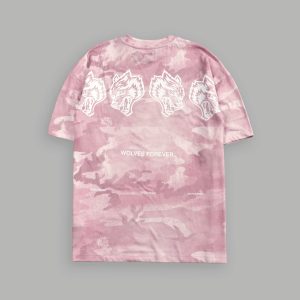 Wolves Have Your Back Unisex Premium Oversized Tee in Blush Vintage Woodland Camo