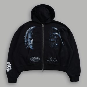 Side Of Power Vex Double Zip Hoodie in Black