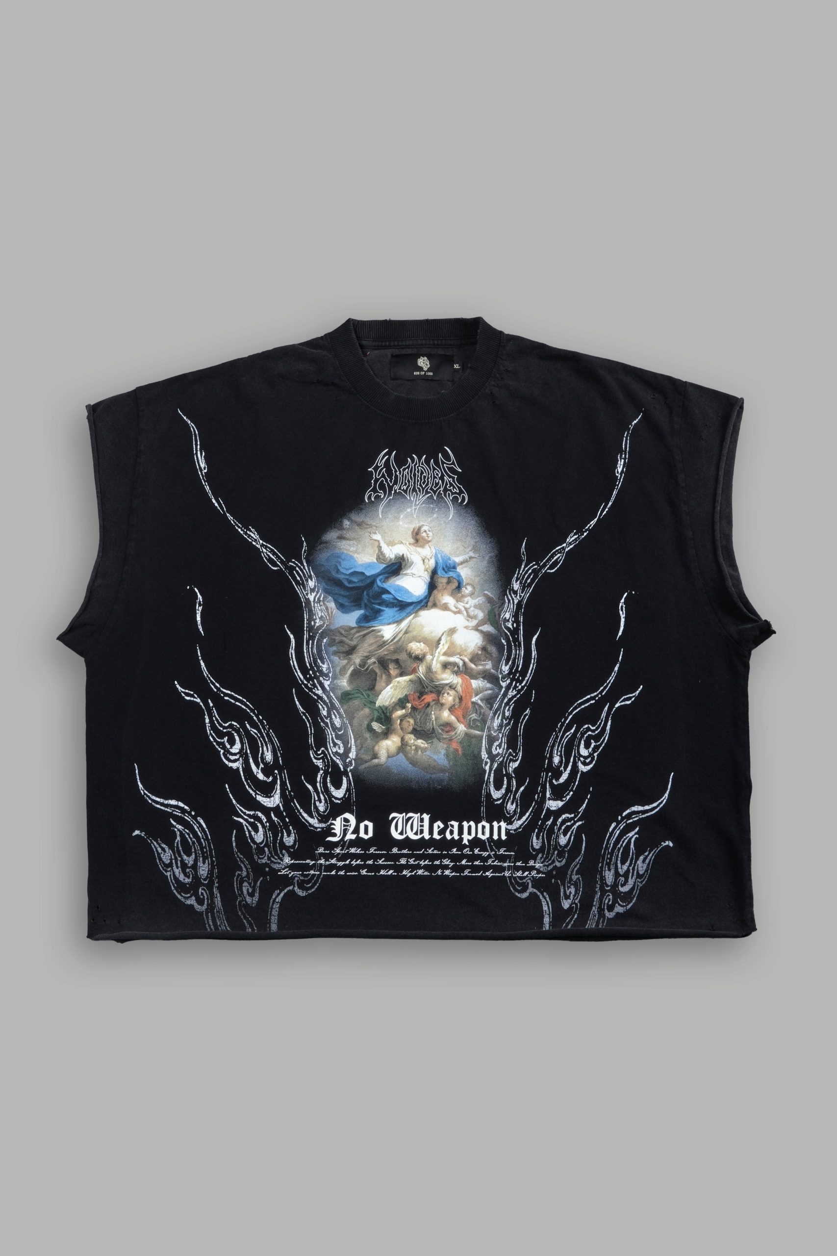 Rise Above Distressed Grunge Cut-Off Tee in Black