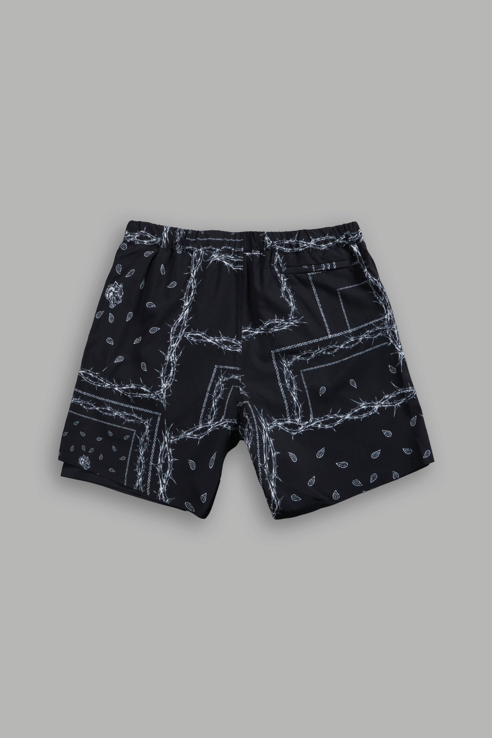 Dual Compression Shorts in Black/White Thorn Paisley - Image 3