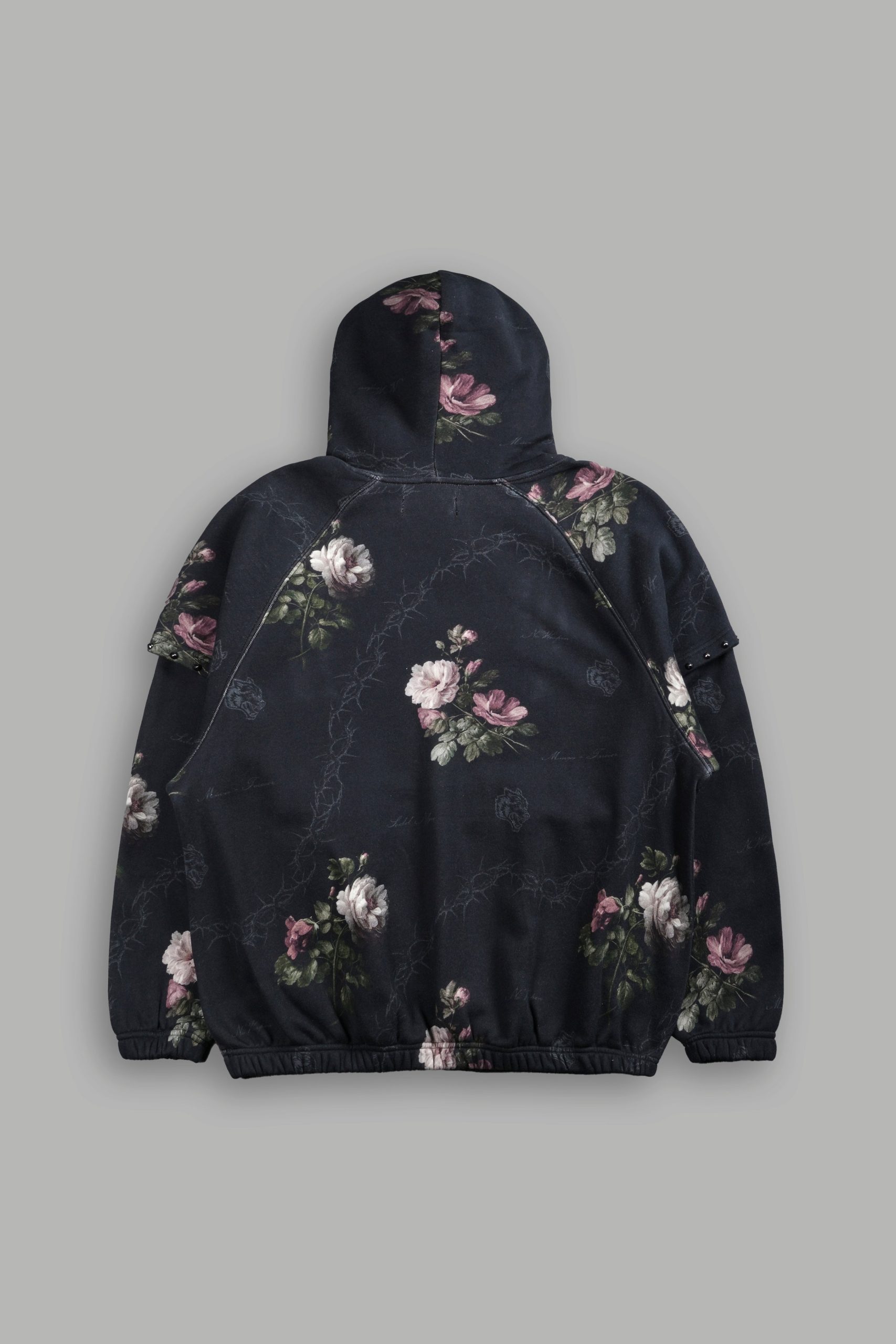 Rose Thorn Oversized Twofer Pullover Hoodie in Black Rose Thorn - Image 5