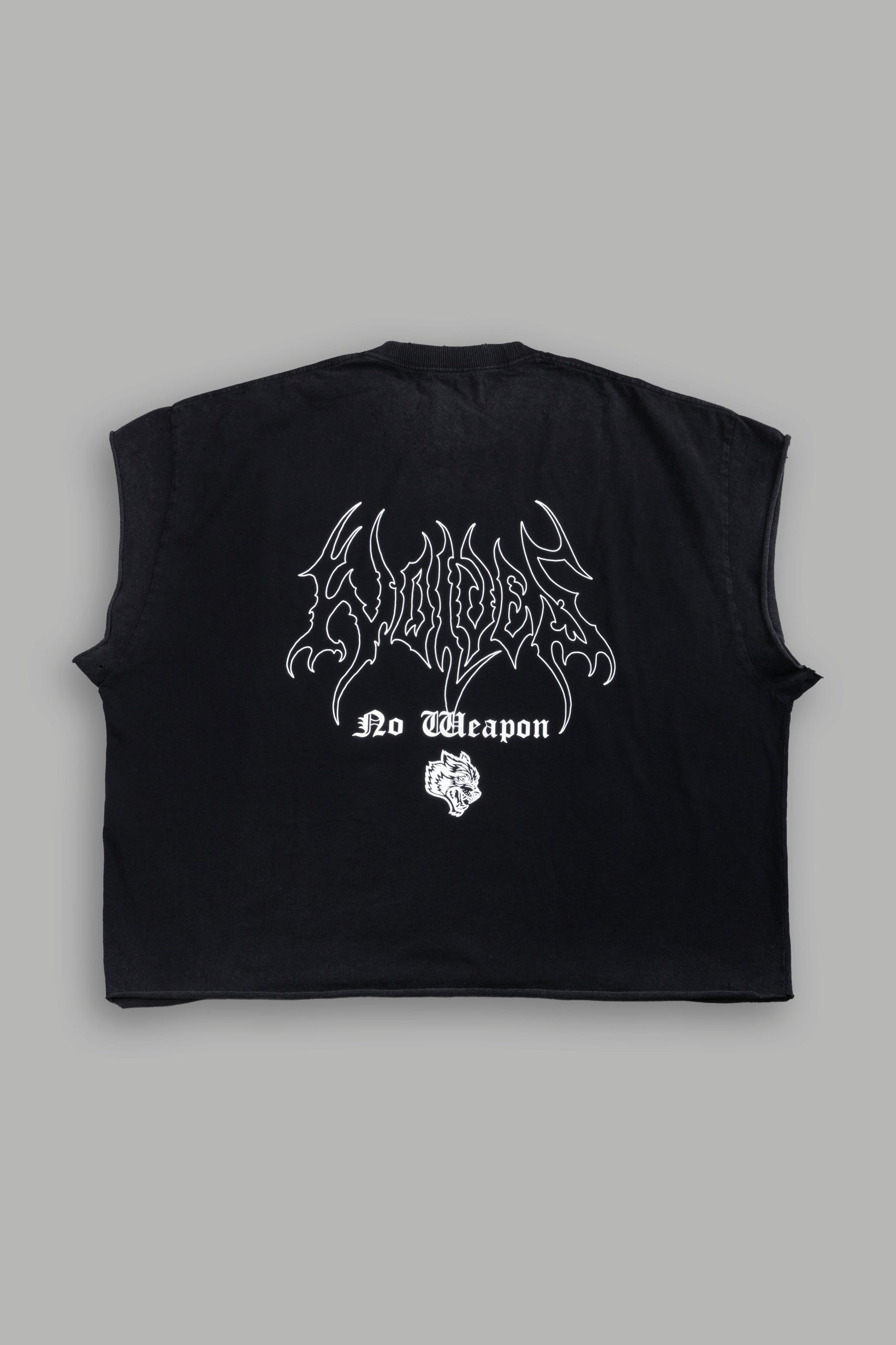 Rise Above Distressed Grunge Cut-Off Tee in Black - Image 3