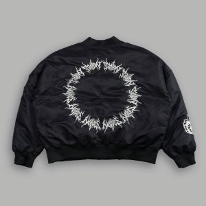 Fear Is My Ally Vicious Nylon Bomber Jacket in Black
