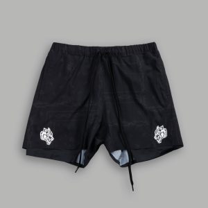 Dual Compression Shorts in Black Thorn Paisley