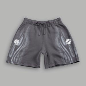 Dark Flame Oversized Post Lounge Sweat Shorts in Slate Gray