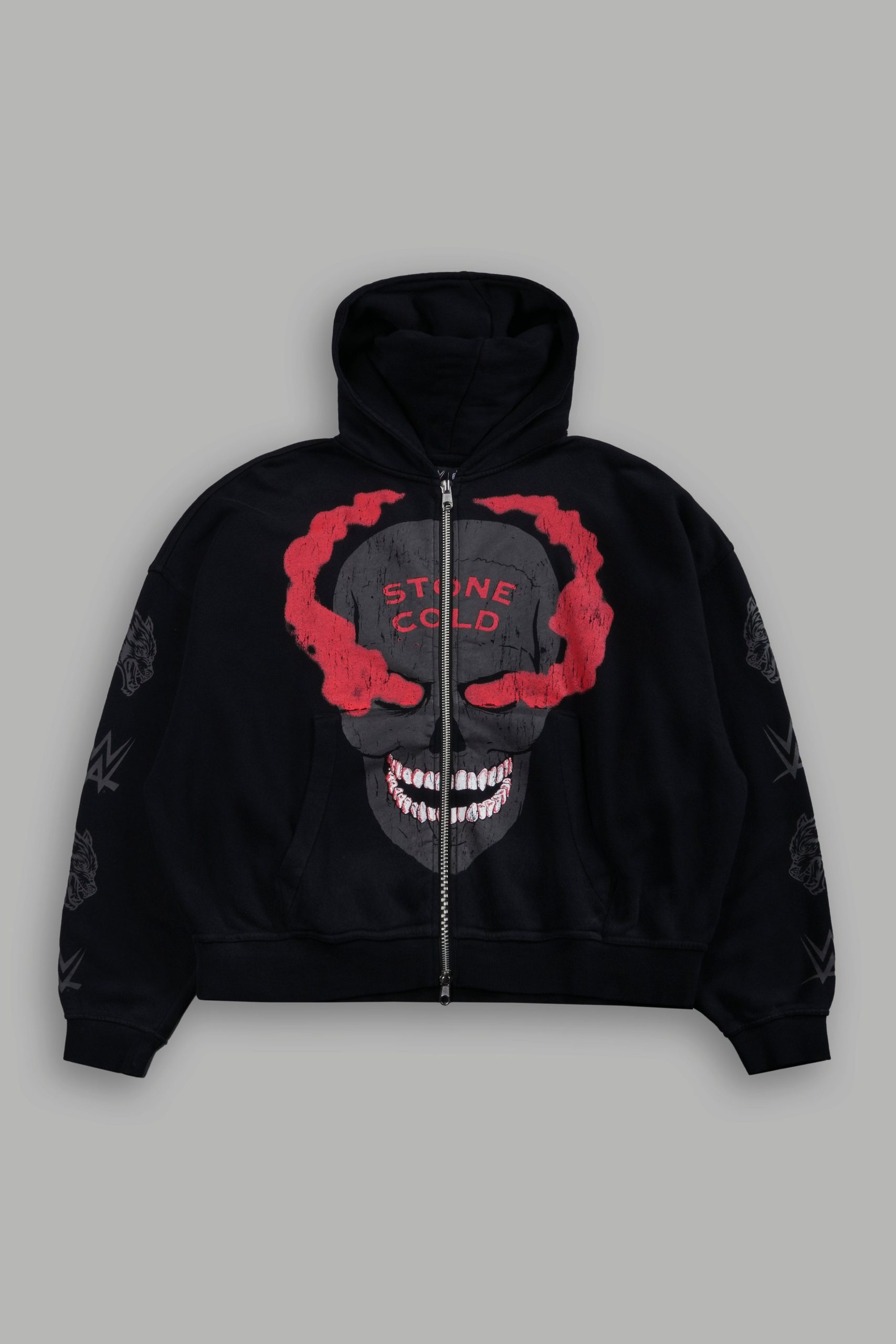 Stone Cold Forever Vex Double Zip Hoodie in Black Drift Wash
