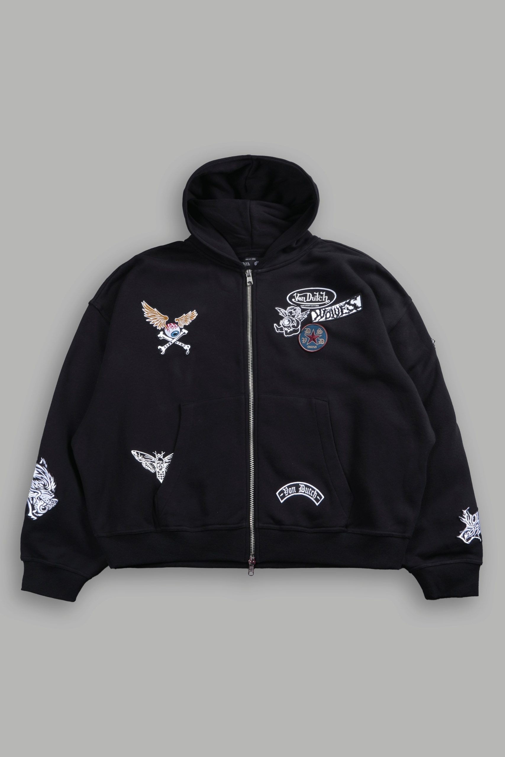 Darc Kulture Vex Double Zip Hoodie in Black - Image 2
