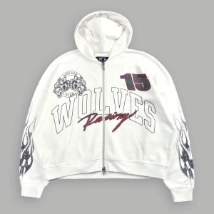 Race Inferno Vex Double Zip Hoodie in Cream