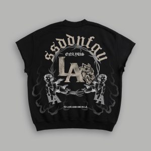 La Heritage Cap Sleeve London Crewneck in Black