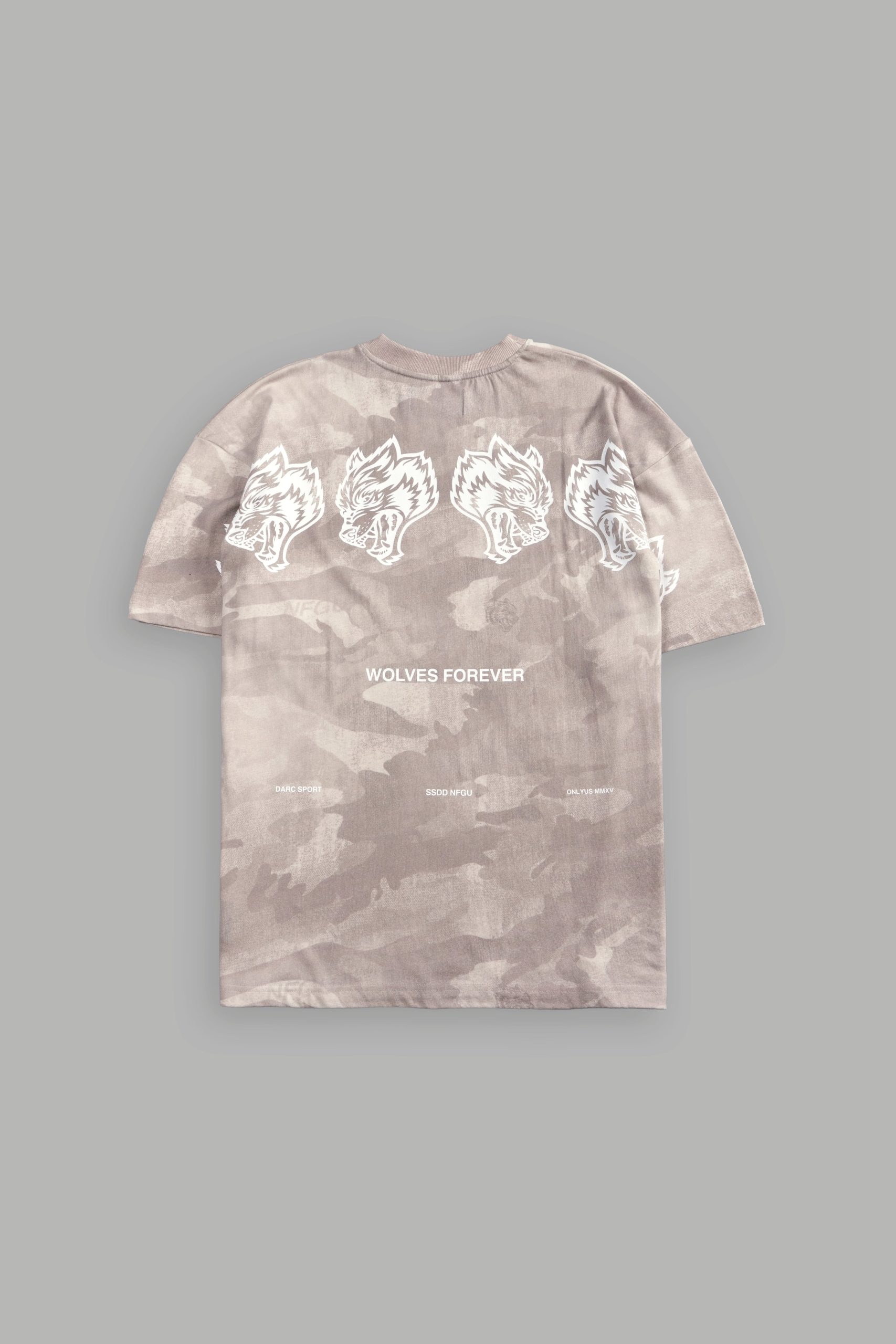 Wolves Have Your Back Unisex Premium Oversized Tee in Clay Vintage Woodland Camo
