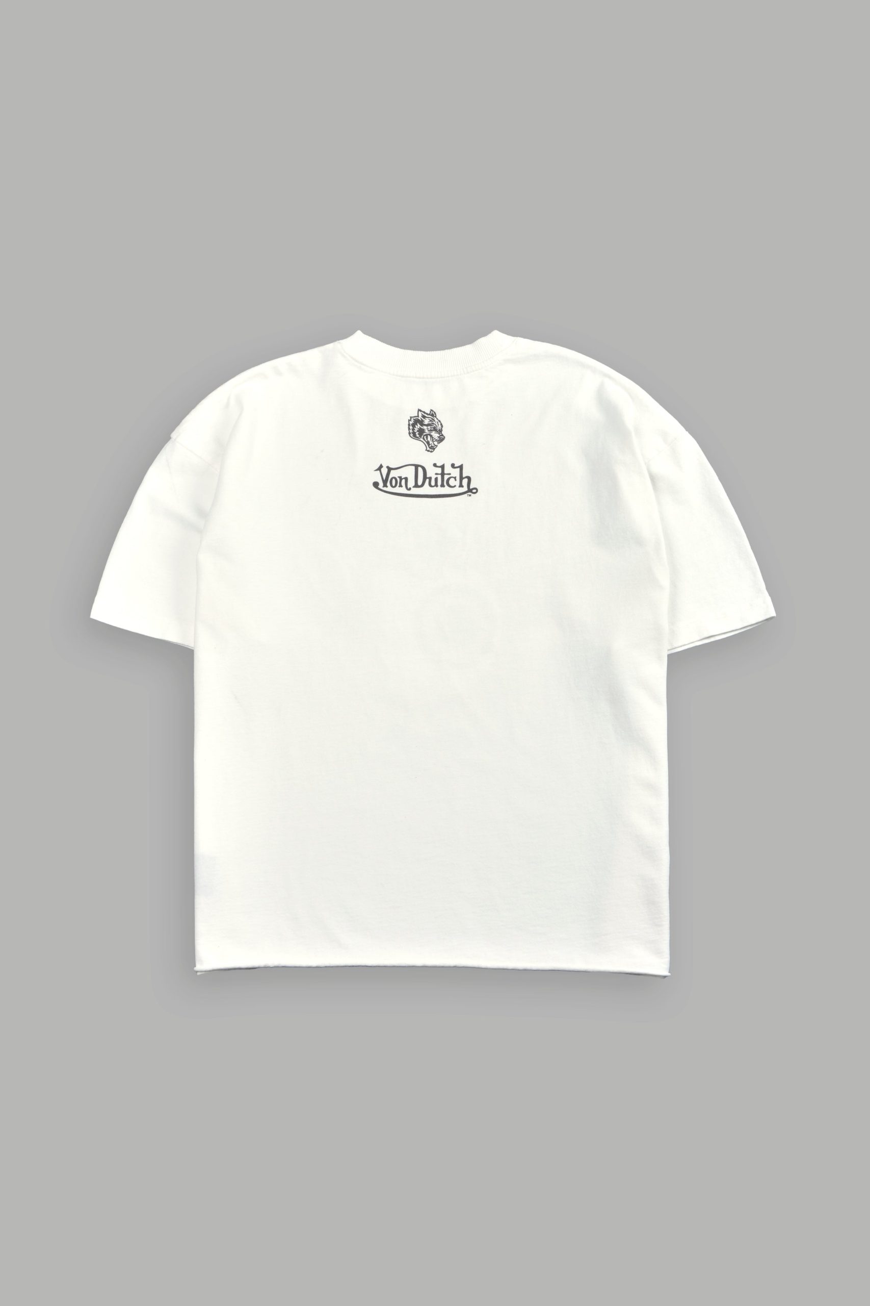 Flight Club V2 Grunge Mid Length Raw Hem Tee in Cream - Image 3
