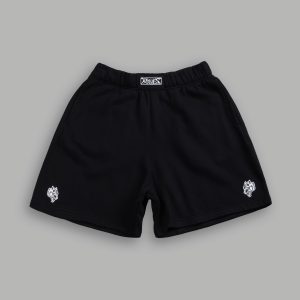 Box Patch Dual Post Lounge Sweat Shorts V2 in Black
