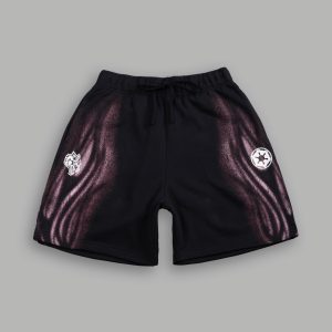 Dark Flame Oversized Post Lounge Sweat Shorts in Black