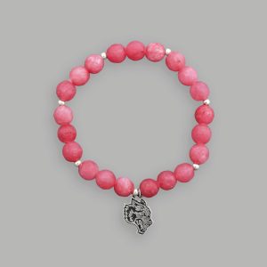 Wolf Head Pendant She Bracelet in Light Mauve