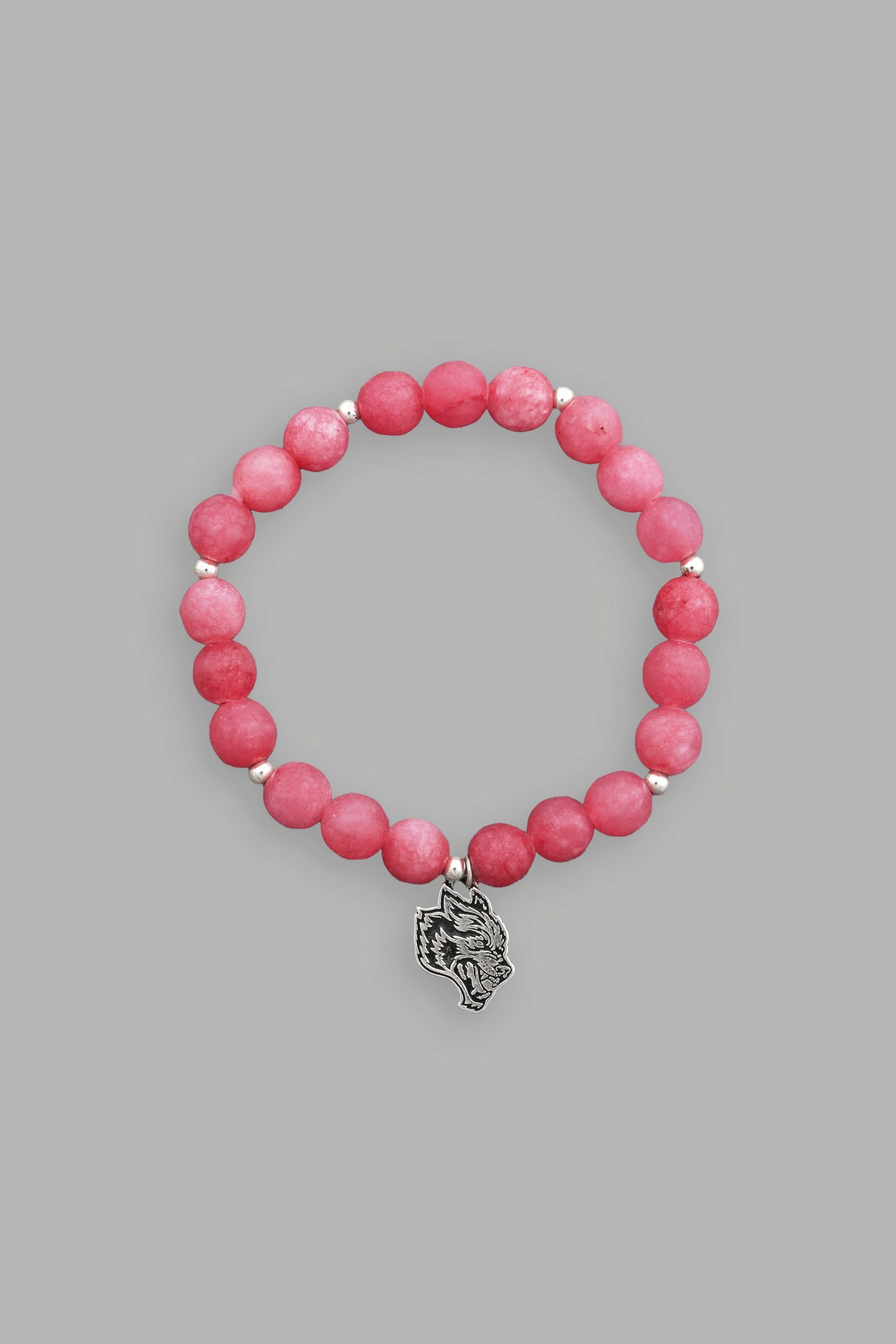 Wolf Head Pendant She Bracelet in Light Mauve
