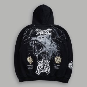 Fenrir Storm Pierce Hoodie in Black Drift Wash