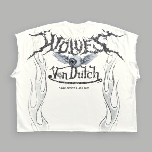 Take-Off Grunge Cut-Off Mid-Length Raw Hem Tee in Cream