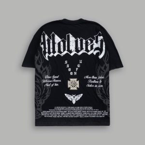 Wlvs Fire Premium Oversized Tee in Black