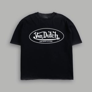 DSVD Legacy Grunge Mid-Length Raw Hem Tee in Black