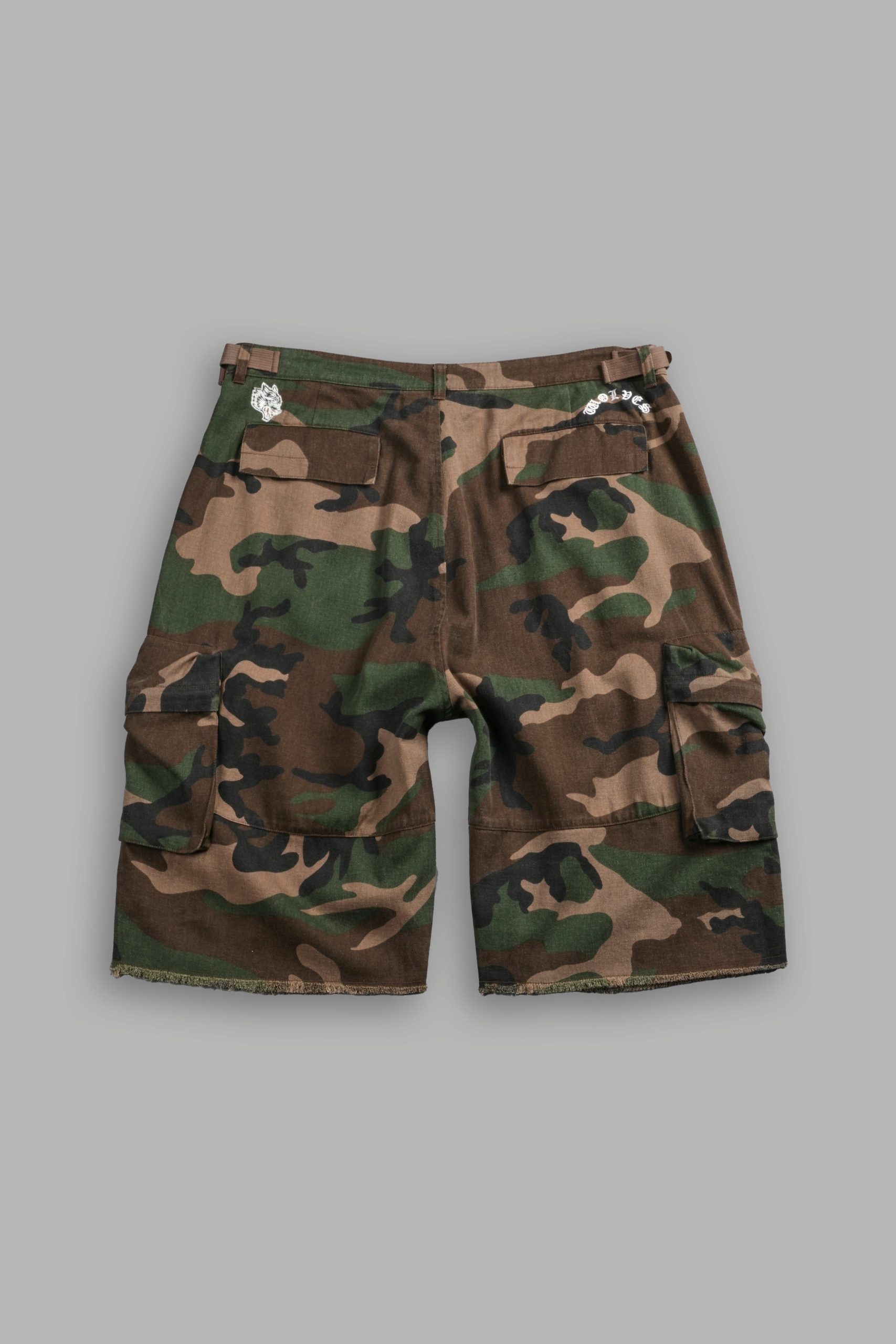 Wolf Chopper Duke Cargo Shorts in Woodland Camo - Image 3