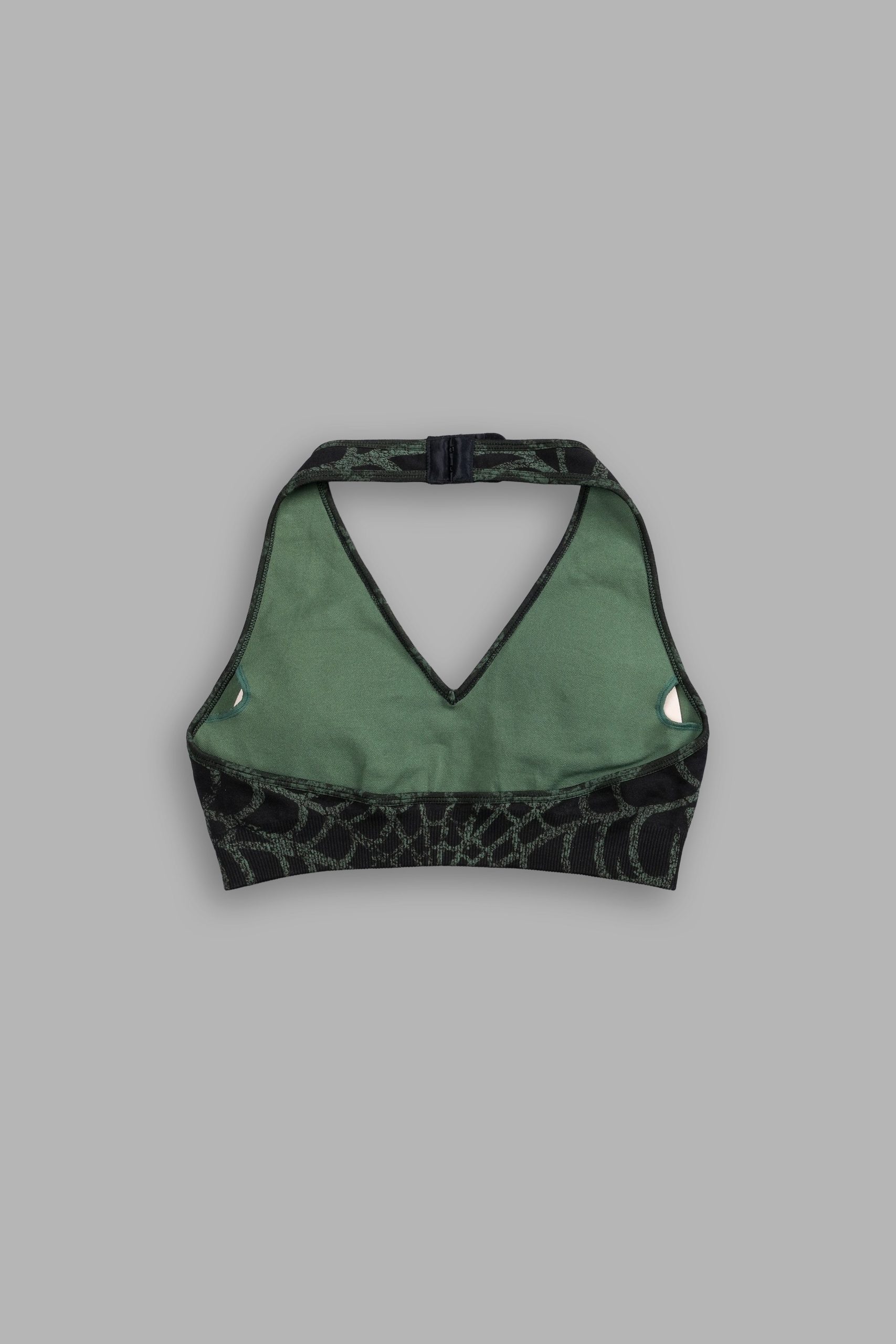 Single Wolf Everson Seamless Halter Bra in Black/Green Symbiote Web - Image 4