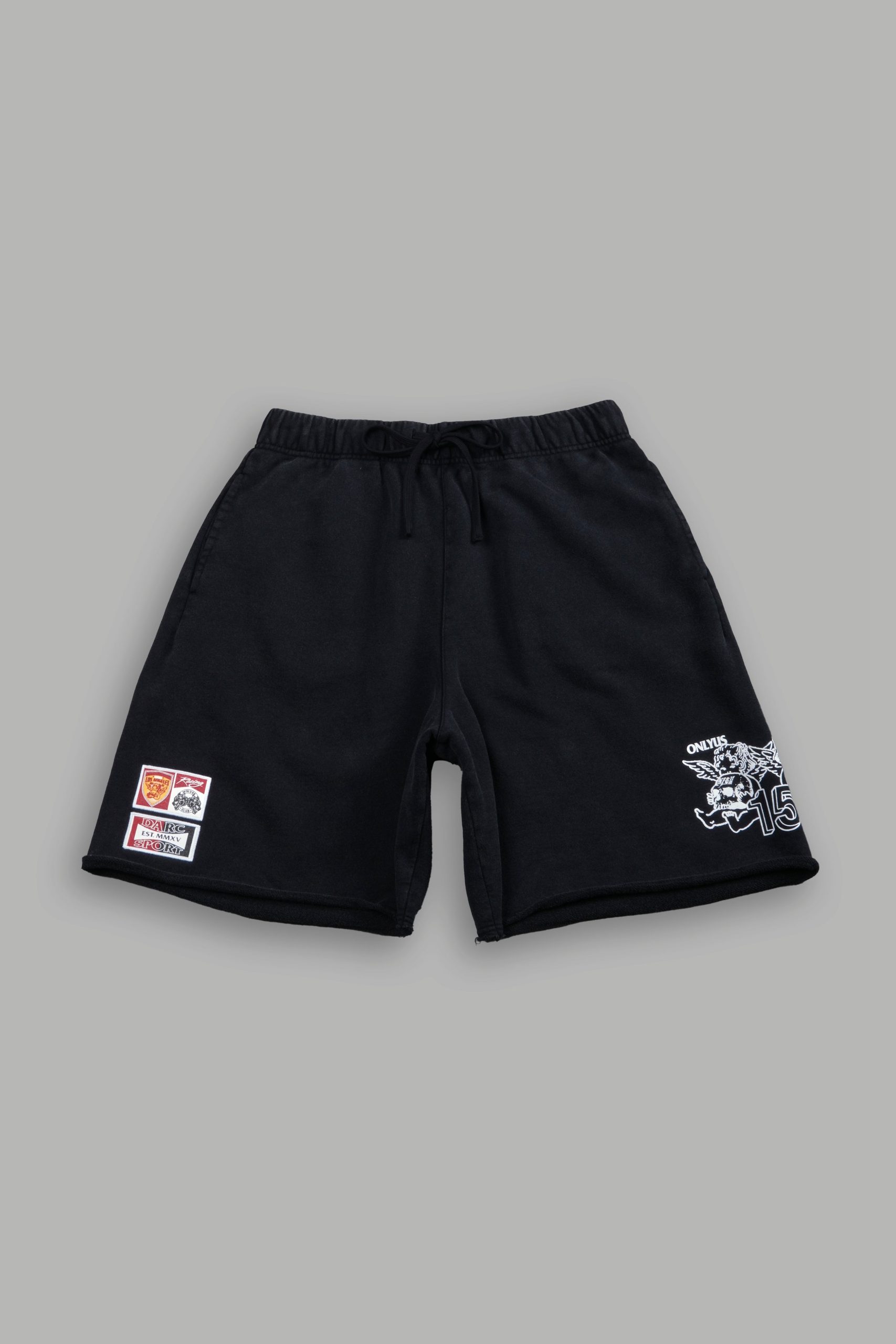 Darc Racer Grunge Oversized Raw Hem Post Lounge Sweat Shorts in Wolf Gray
