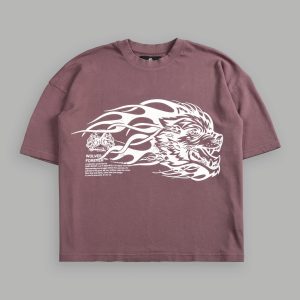 Wolf of the Flame Premium Box Cut Tee in Mauve