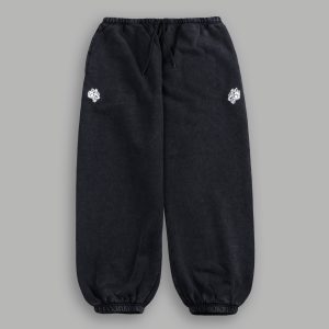 Dual Wolf Unisex Lounger Sweat Pants in Black