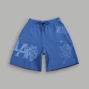 Homage To La Raw Hem Oversized Post Lounge Sweat Shorts in La Blue