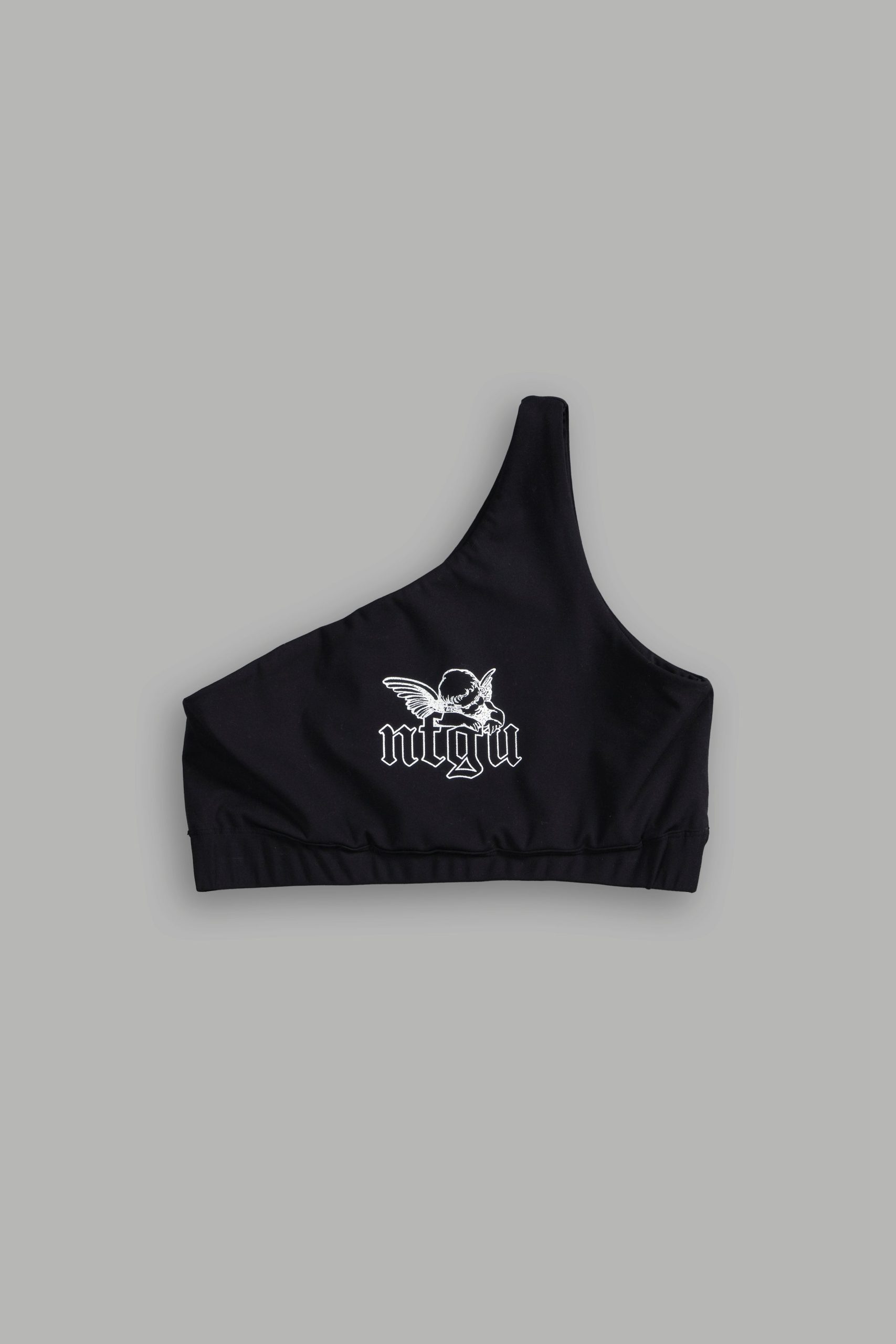 Cherub NFGU One Shoulder Sports Bra in Black - Image 7