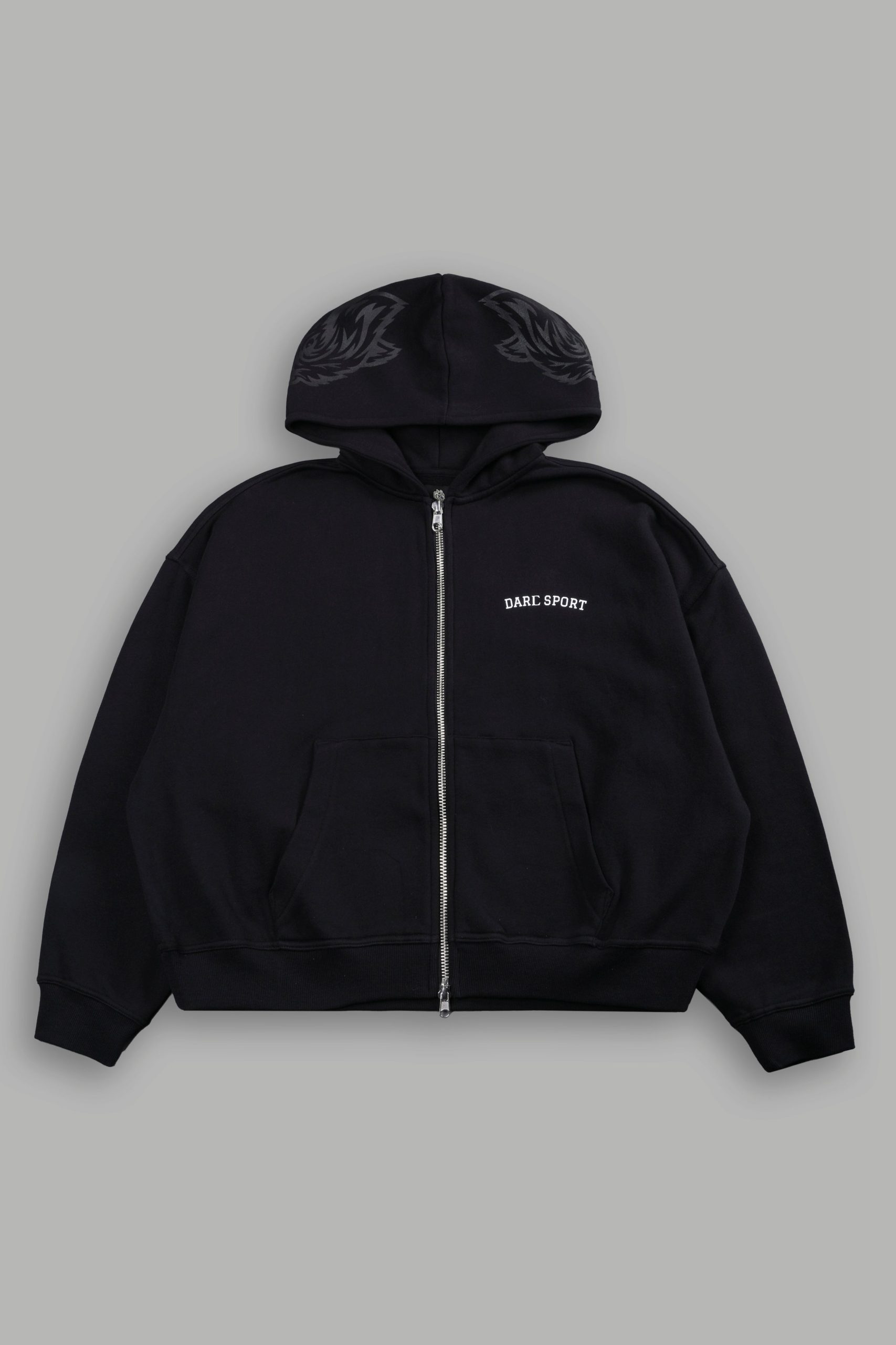 Inner Wolf Vex Double Zip Hoodie in Black