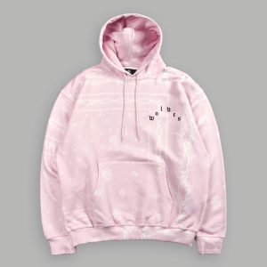 Wolves Pyramid Bishop Hoodie in Blush Pink Thorn Paisley