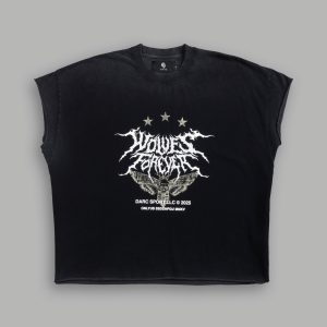 Iron Pack Grunge Cut-Off Tee in Black