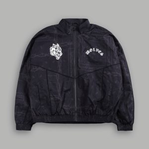 Thorned Paisley Quinn Track Jacket in Black Thorn Paisley