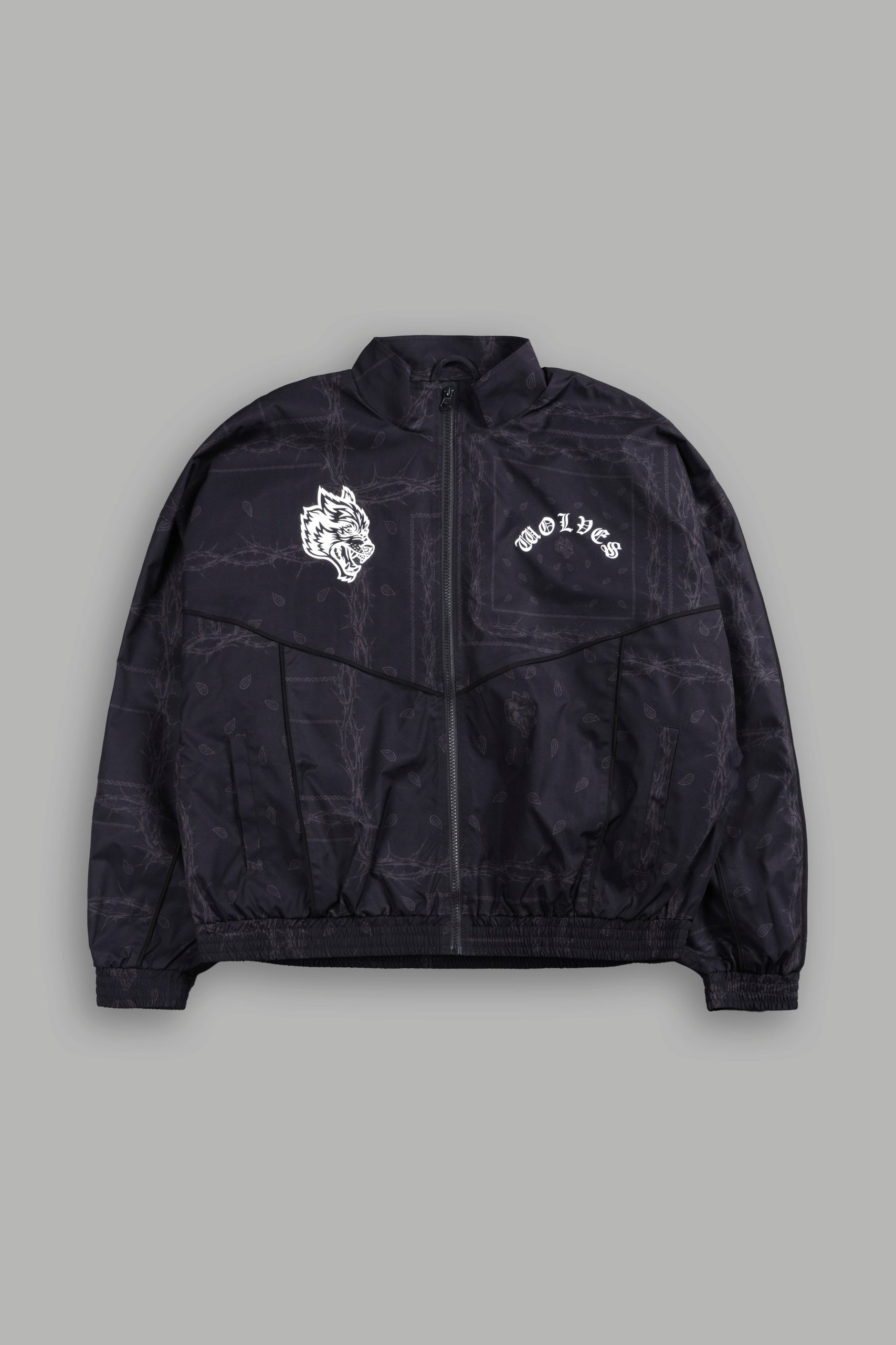 Thorned Paisley Quinn Track Jacket in Black Thorn Paisley