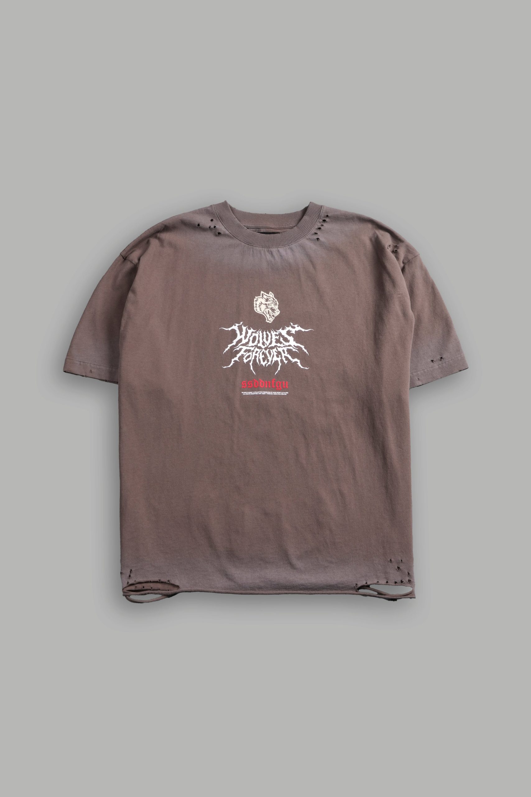Mori Rose Distressed Grunge Tee in Mojave Brown Drift Wash - Image 3