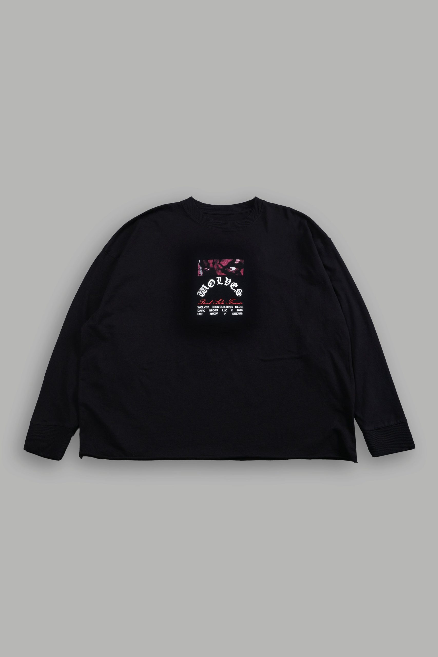 The Shadow Grunge Mid Length Raw Hem Ls Tee in Black - Image 2