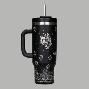 Western Wolf Travel Tumbler in Black