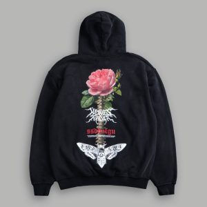 Mori Rose Pierce Hoodie in Black Drift Wash