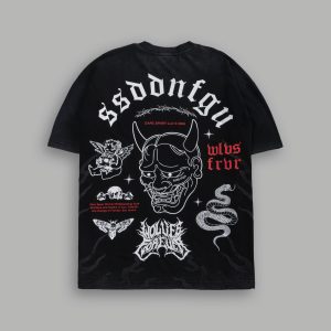Oni Wolves Premium Oversized Tee in Black
