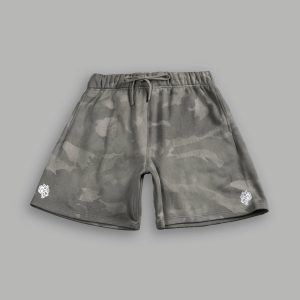 Dual Oversized Post Lounge Sweat Shorts in Lush Vintage Woodland Camo