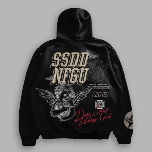 La Ca Frvr Grunge Moatis Zip Hoodie in Black