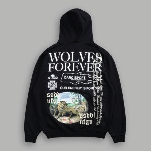 Three Wolves Pierce Hoodie in Black