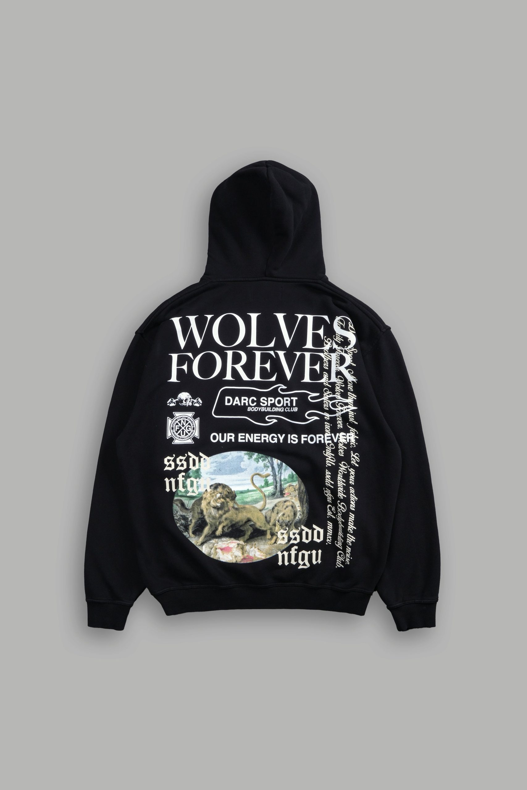 Three Wolves Pierce Hoodie in Black